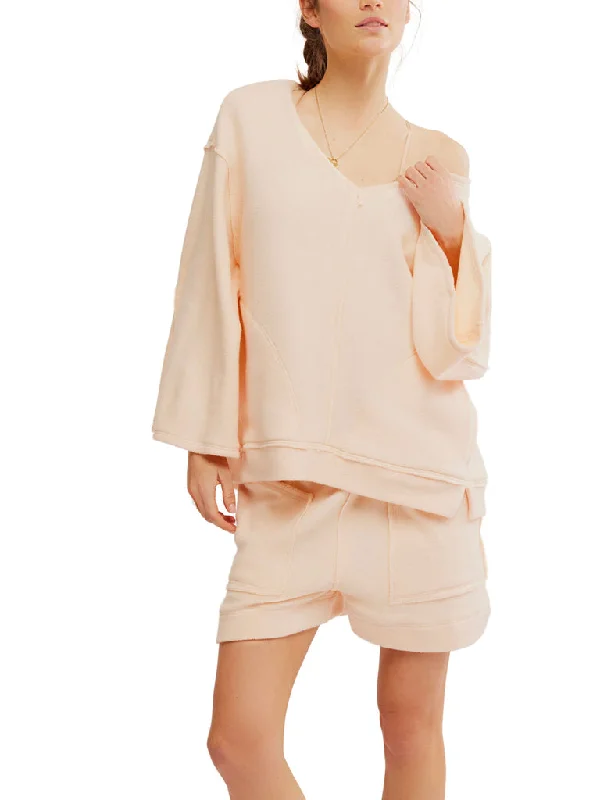 Free People DAY OFF PULLOVER - TENDER PEACH Effortless Comfort