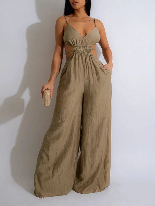 Solid Wide-Leg Cami Jumpsuit Fashion Forward