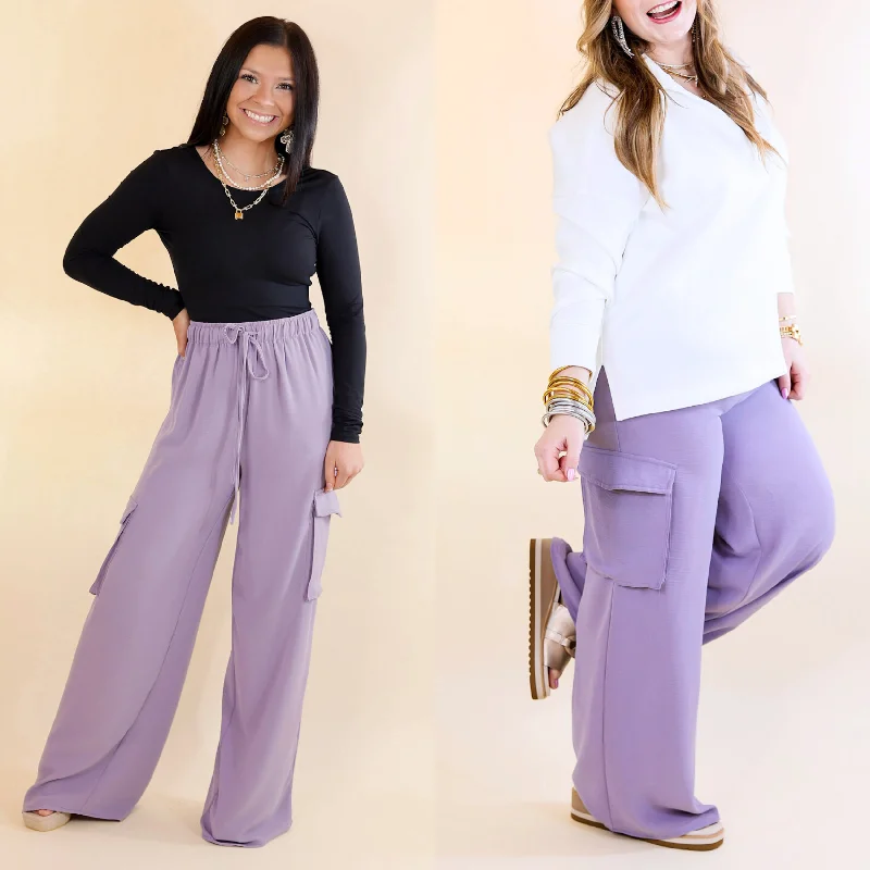 Sunday Stroll Wide Leg Cargo Pant in Lilac Purple Evening Looks