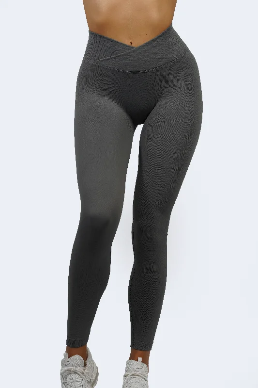 CORE V-WAIST LEGGINGS - STORM GREY Disco - Inspired Retro Dance Look