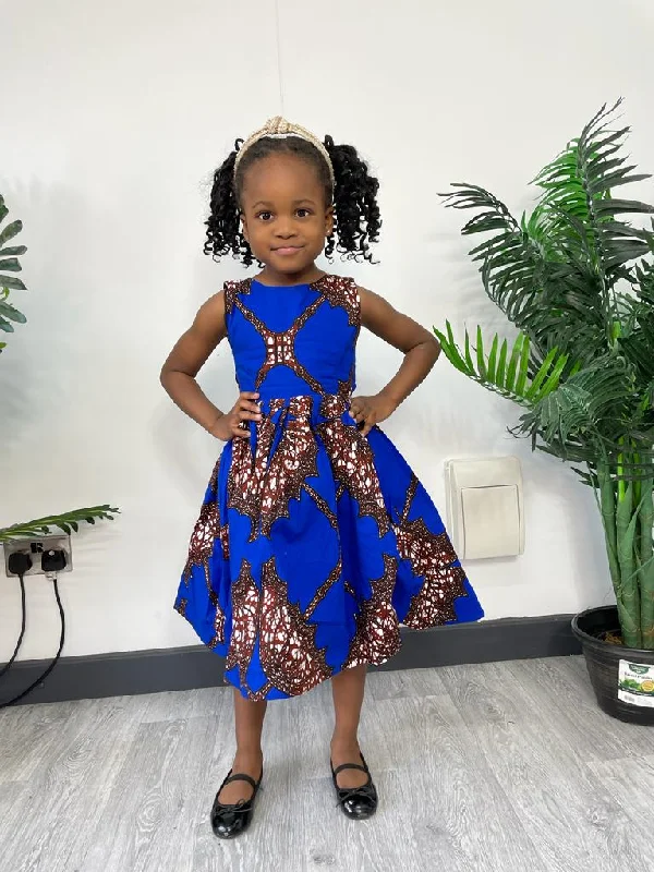 Ashlynn Ankara girls dress | Blue African Print Exclusive Sale