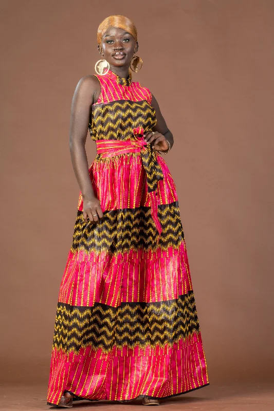 Caroline Ankara Maxi Dress | Yellow and Pink African Print Catch Every Fashion Trend