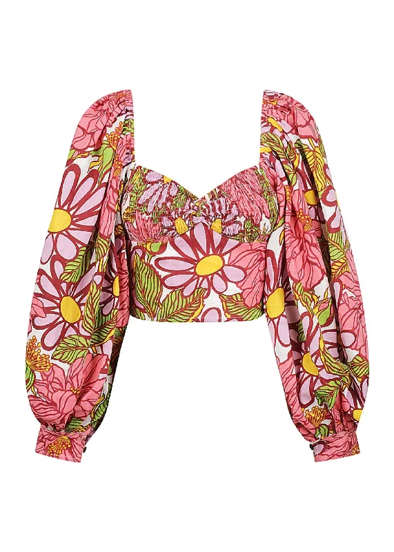 Women's Exaggerated Puff Sleeve Top In Frida Seasonal Fashion