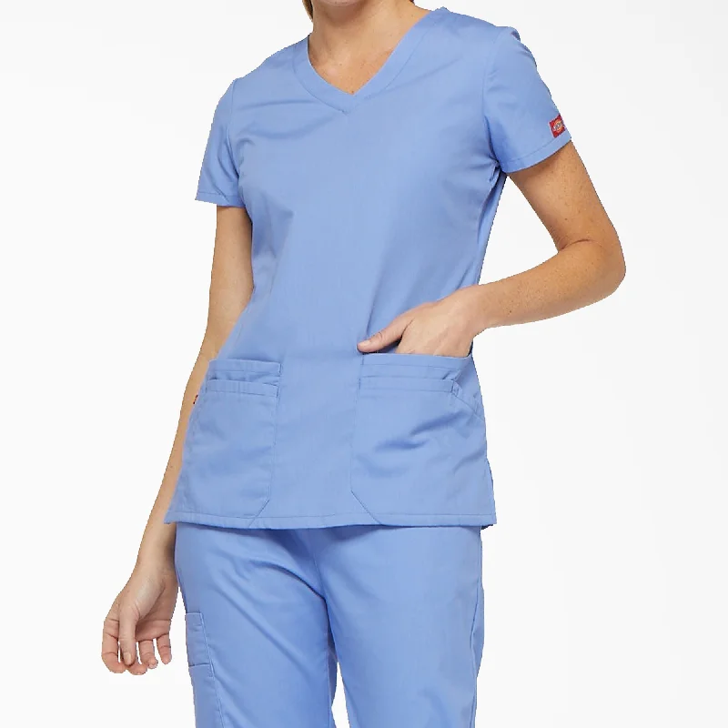 Dickies Women's EDS Signature V-Neck Scrub Top_Ciel Blue Limited Edition