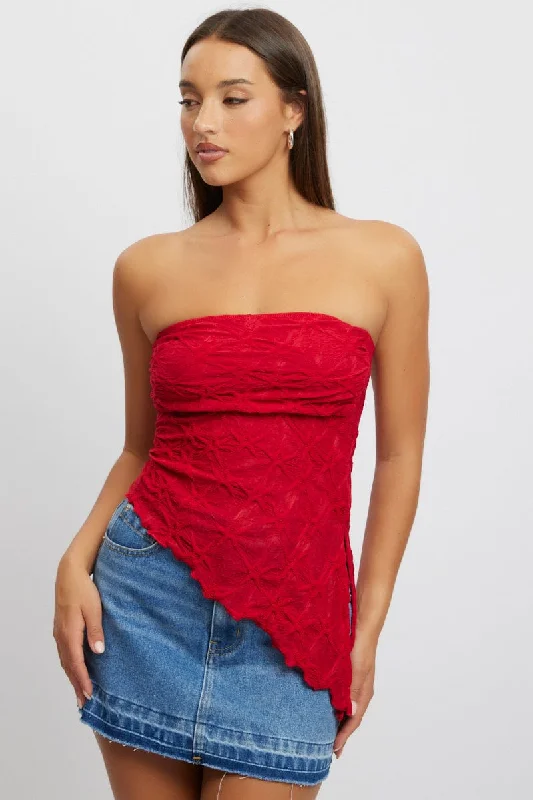 Red Boob Tube Top Textured Buy More, Save More