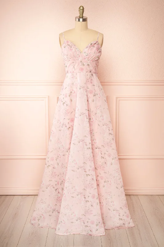 Taeyeon Pink | Floral Maxi Dress Flash Deals