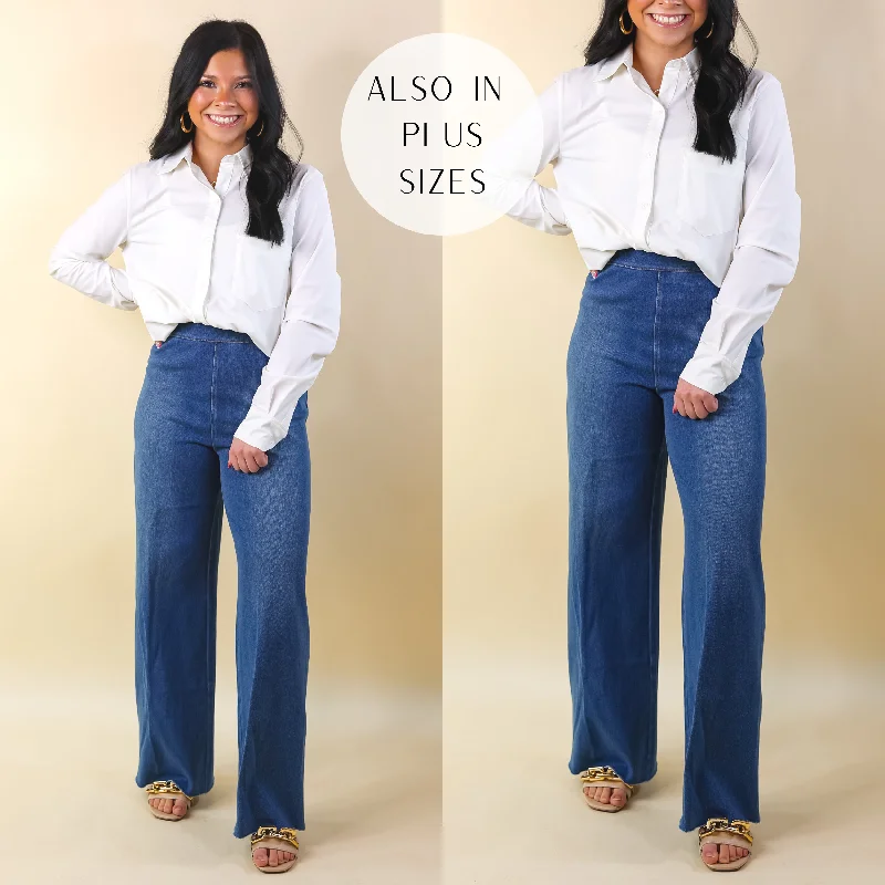 Lyssé | Erin Wide Leg Denim Trousers in Mid Wash Great Prices On Feminine Styles