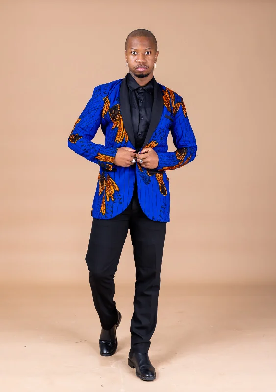 Maxwell Ankara Men Blazer | Blue African Print Valentine's Special