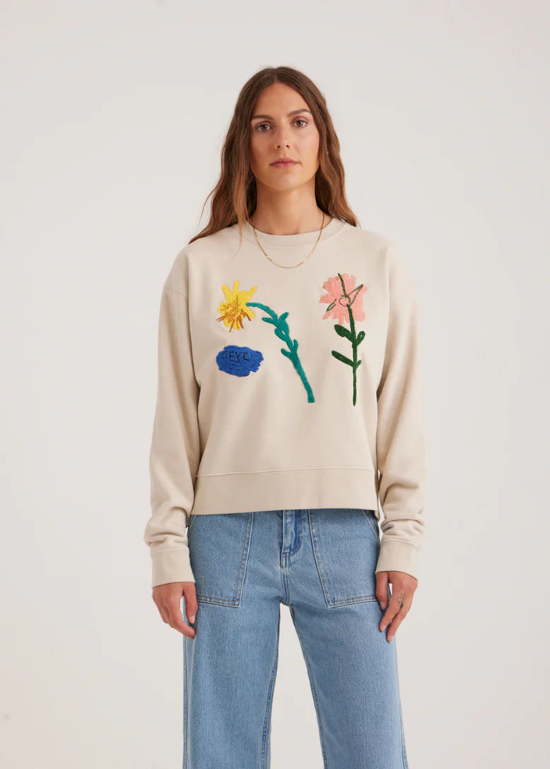 Roark Port Basquiat Crew Sweatshirt - STONE New Season Fashion Preview Sale