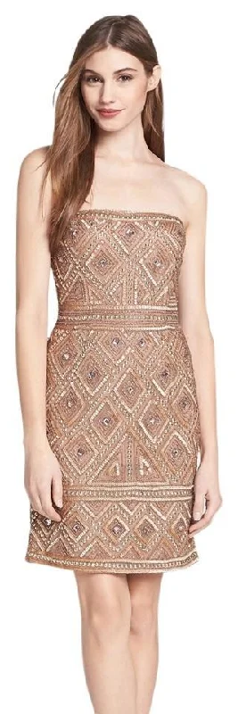 Adrianna Papell - Embellished Straight Across Neck Dress 41881470 Clearance Event