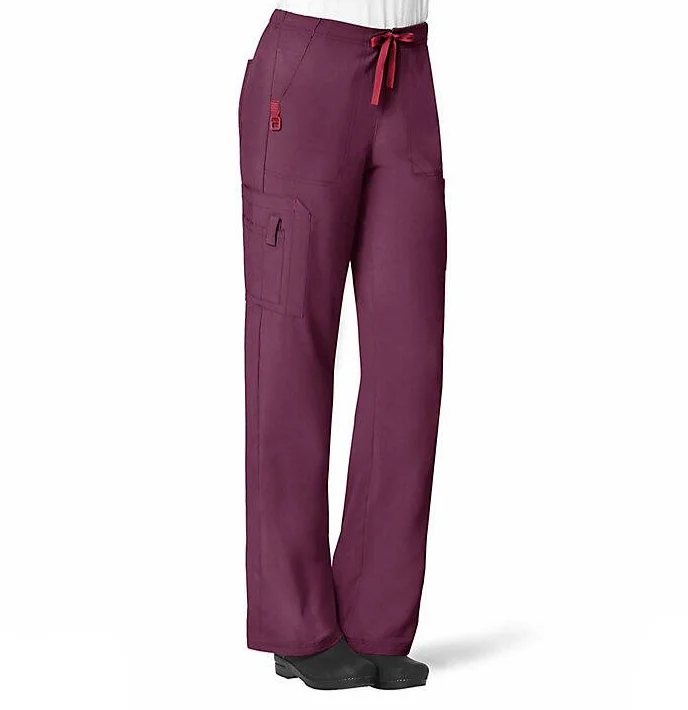 Carhartt Women's Force® Cross-Flex Utility Boot Cut Cargo Scrub Pant_Wine Lightweight Fabric