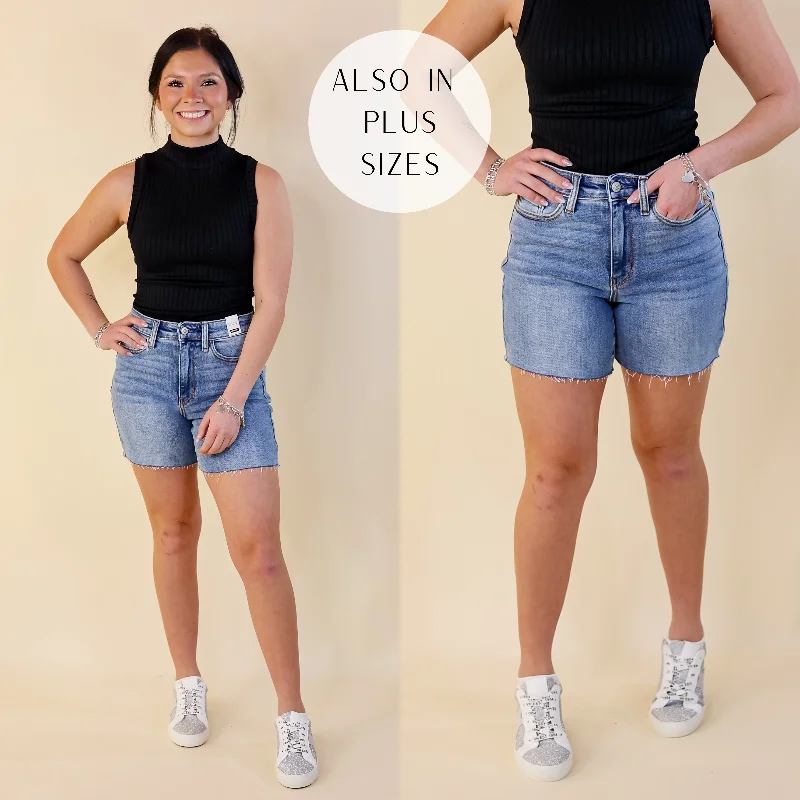 Judy Blue | Street Style Mid Thigh Shorts in Light Wash Limited Time Offer