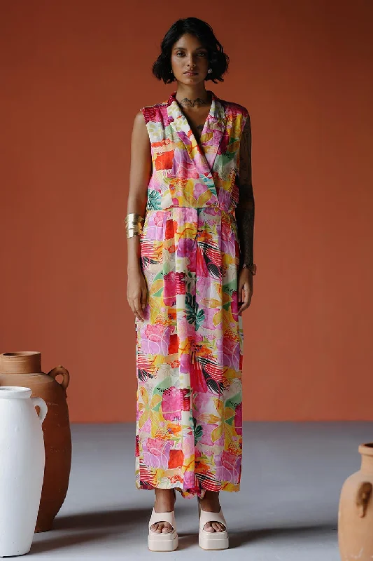 Pink Printed Havana Overlay Jumpsuit Trendy Women's Wear Collection