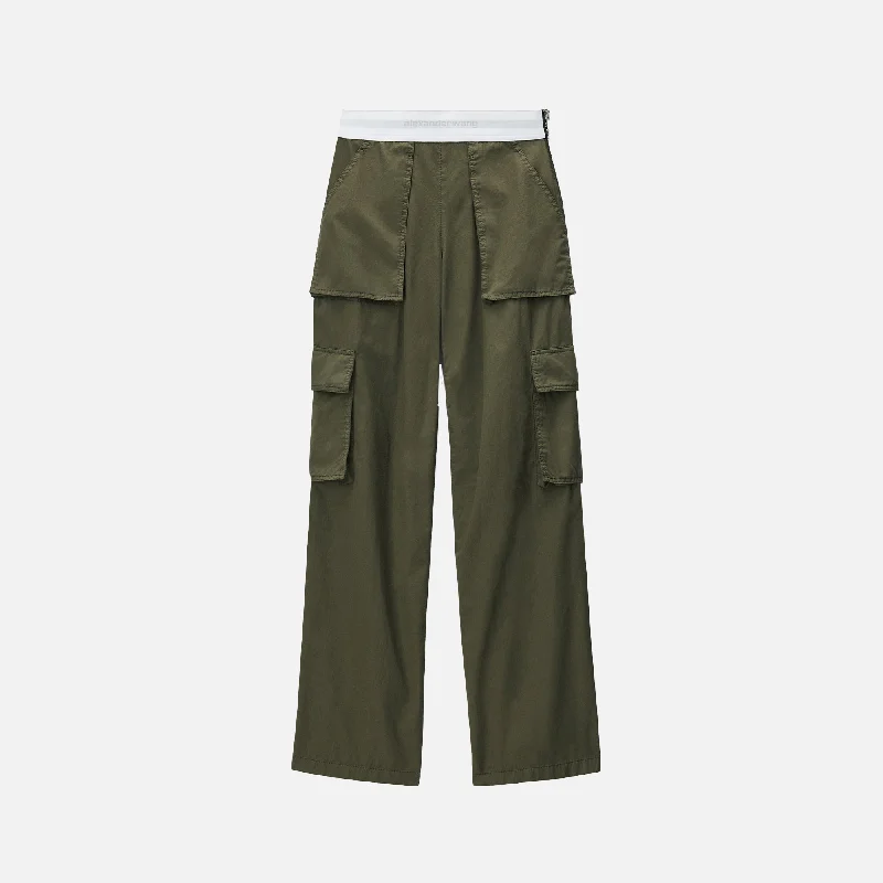 Alexander Wang Mid Rise Cargo Rave Pant - Army Green Top Deals