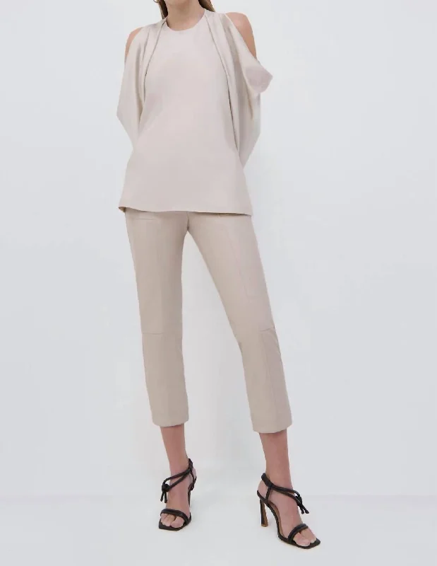 Marisa Draped Cold Shoulder Top In Champagne Dreamy Aesthetic