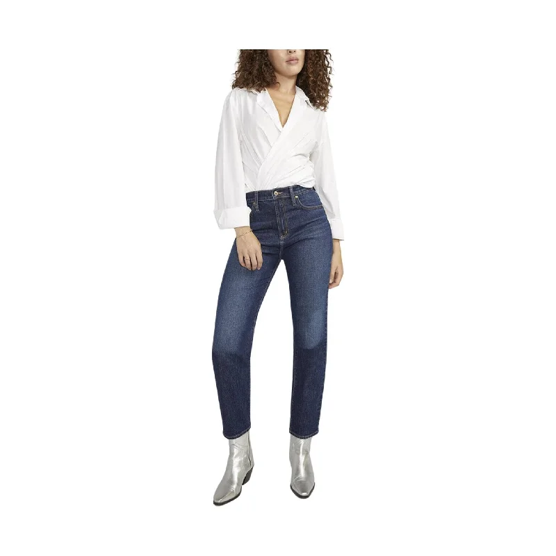 Silver Jeans Women's Highly Desirable High Rise Slim Straight Leg Jeans - Indigo - ONLINE STORE CREDIT/EXCHANGE ONLY Athleisure Wear Special Offer