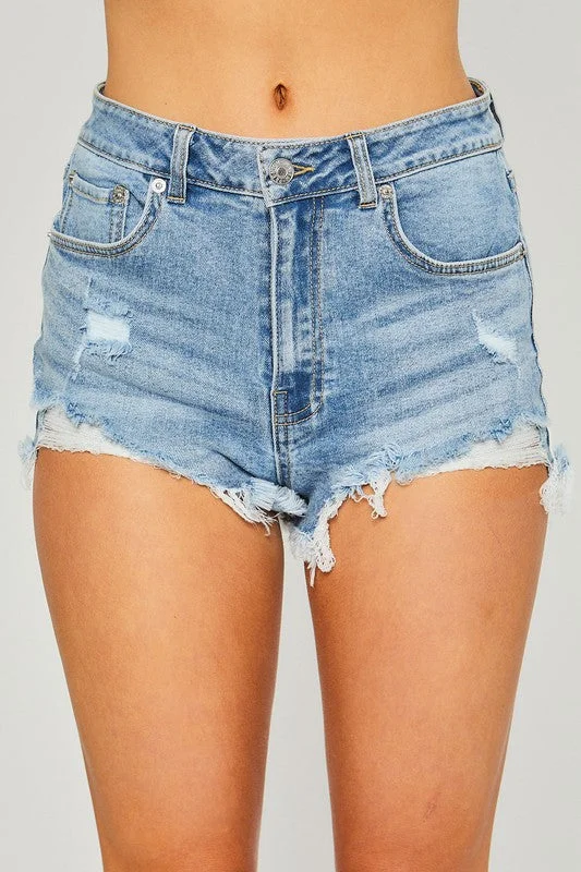 Frayed Hem Shorts Romantic Detailing