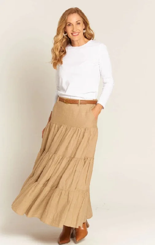 Tiered skirt camel Refined Simplicity