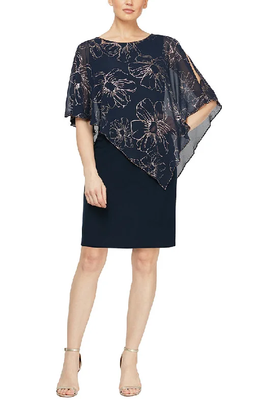 Jersey Sheath Dress with Floral Chiffon Overlay with Beaded Trim Style Your Wardrobe