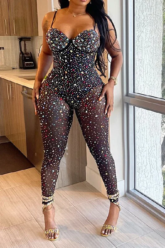 Crystal Glitter Party Bodycon Jumpsuit Chic And Trendy