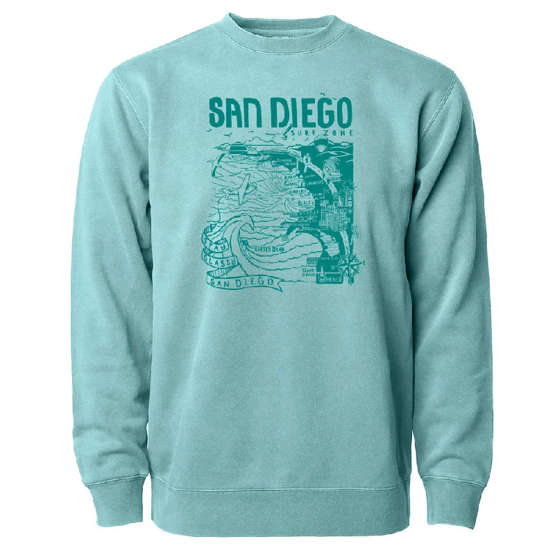 Sun Diego Women's SD Map Sweatshirt - Mint/Tonal Luxury Fashion