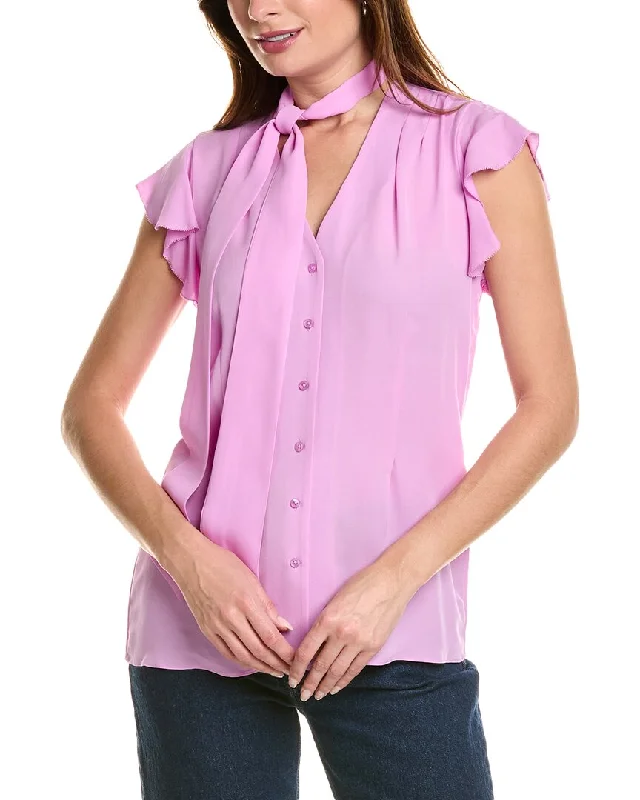 Elie Tahari Tie Silk Shirt Chic Styles