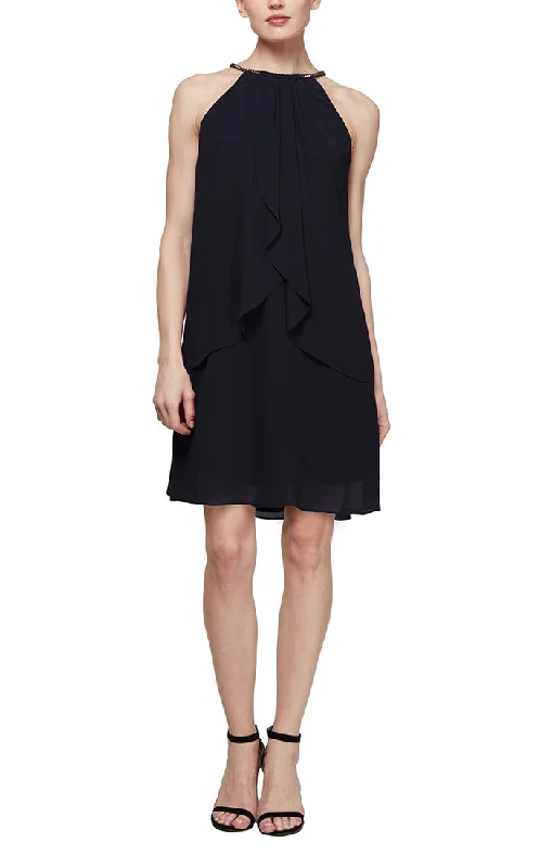 Chiffon Cocktail Jersey Dress with Split Front Detail First Order Discount