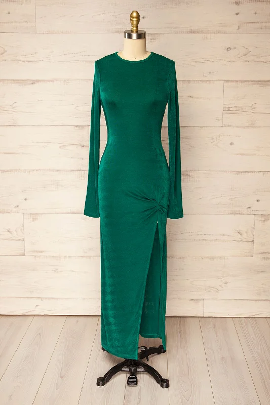 Nogent | Green Long-Sleeved Dress w/ Slit Limited Time Offer