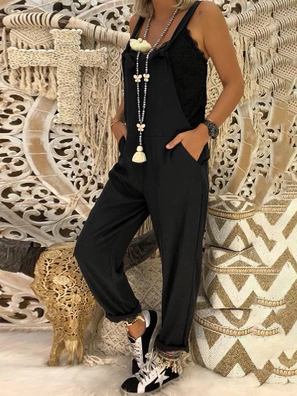 Casual Wild Solid Suspenders Jumpsuit Holiday Sale