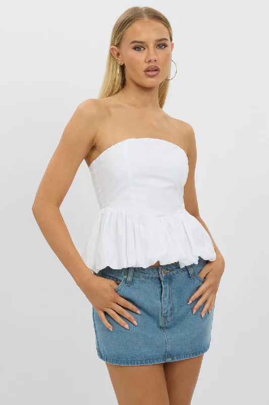 White Bubble Bandeau Top Strapless Big Savings On Rustic Countryside Styles