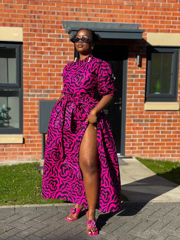 Anna Ankara Maxi Dress | Pink and Black African Print Trend Alert