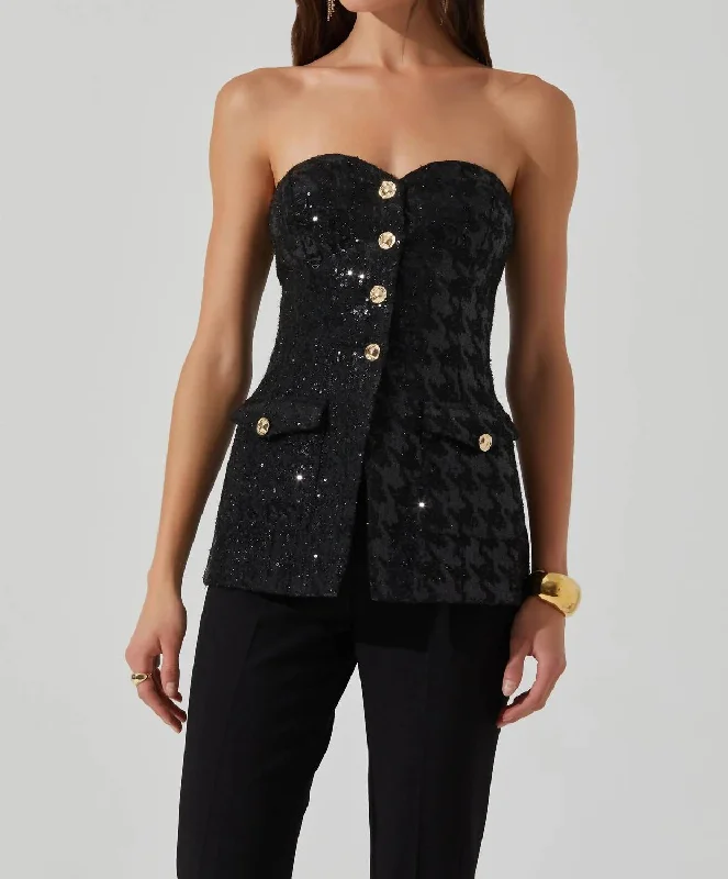 Milani Sequin Top In Black Romantic Detailing