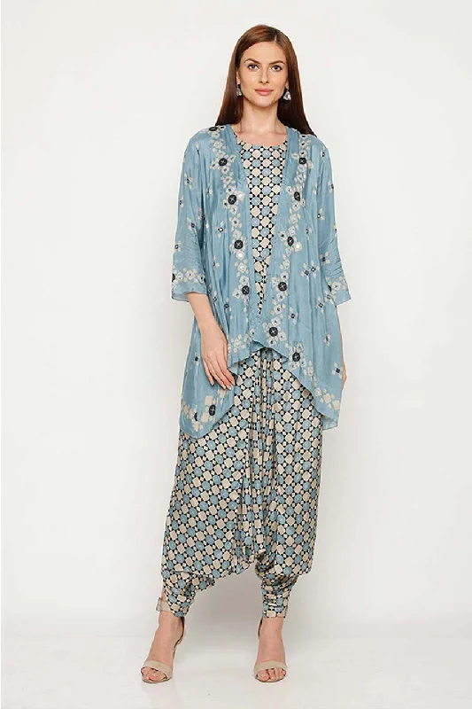 Blue Embroidered Jumpsuit & Jacket Co-ord Set Cool Prices