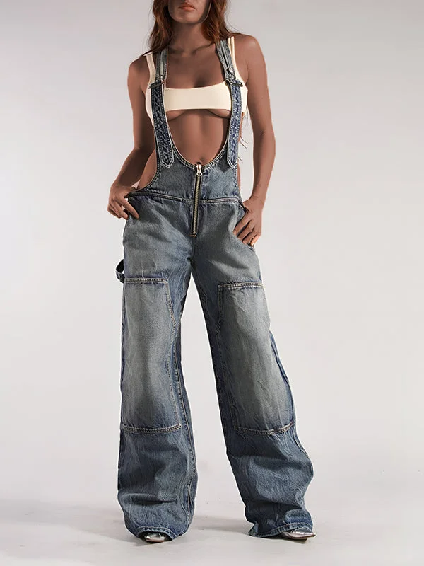 Wide-Leg Denim Overalls Latest Trends