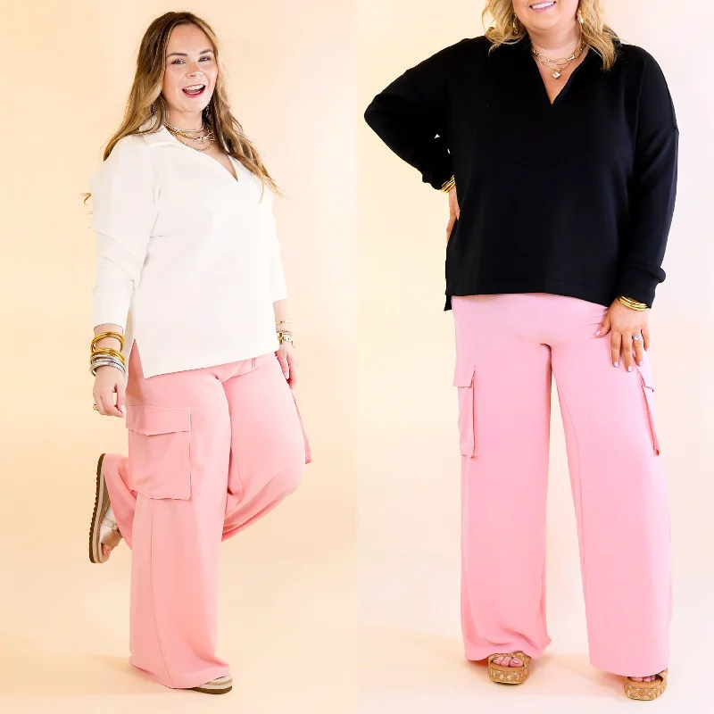 Sunday Stroll Wide Leg Cargo Pant in Baby Pink Limited Time Flash Sale