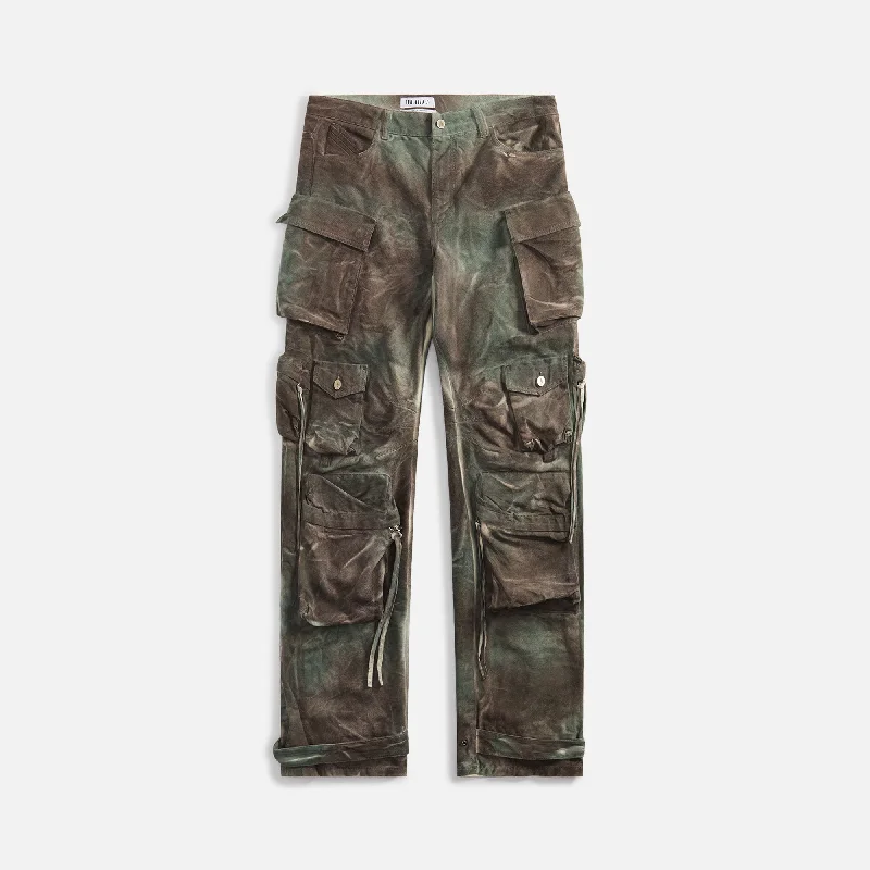 The Attico Fern Long Pants - Stained Green Camouflage Vintage Inspired Fashion Sale