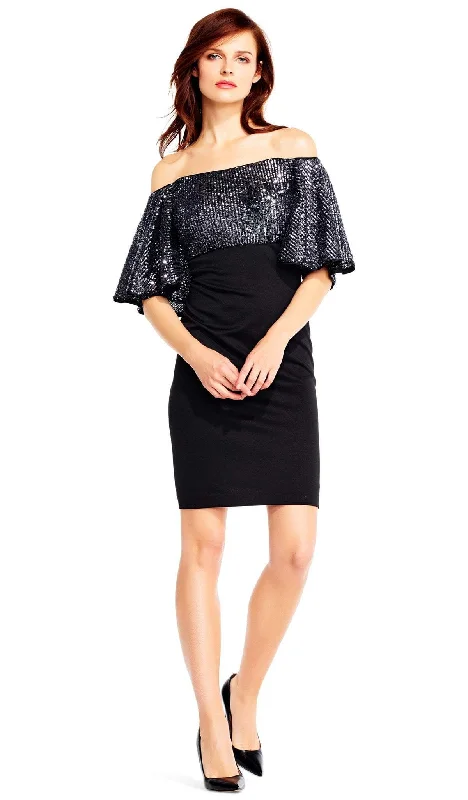 Aidan Mattox - MD1E201467 Sequined Off-Shoulder Cocktail Dress Crazy Discounts, Hurry Up