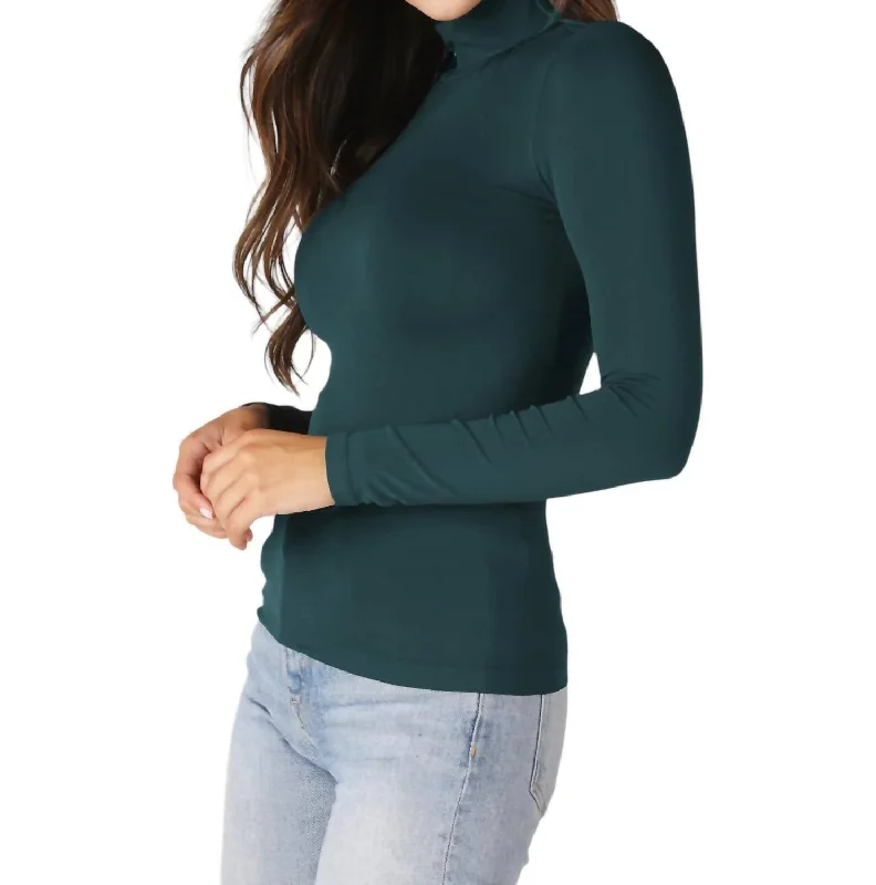 Long Sleeve Mock Neck Top In Stellar Limited Time Deal