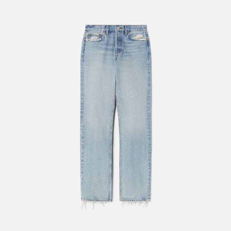 Re/Done Easy Straight Jean - Ripped Tide Budget Friendly