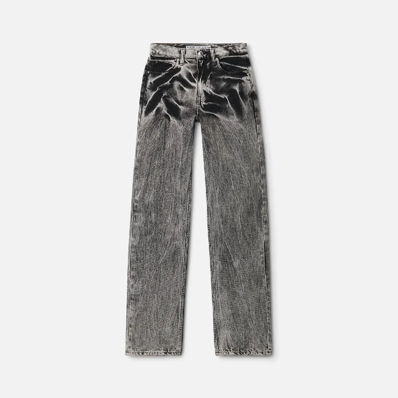 T by Alexander Wang Embroidered EZ Logo Relaxed Jean - Black Acid Redefining Women's Style