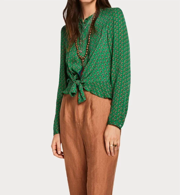 Top With Tie Detail In Green Classic Charm