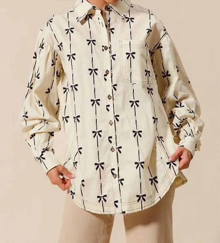 Bobbi Bow Shirt In Ivory Daily Essentials