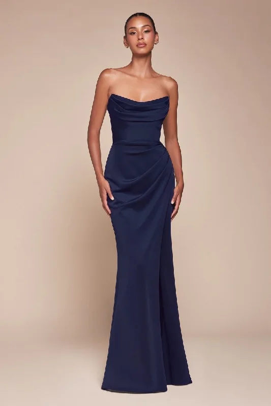 Amiya Dress - Navy Feminine Allure