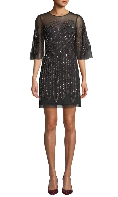 Aidan Mattox - MD1E203114 Illusion Flutter Sleeve Cocktail Dress Elevate Your Wardrobe