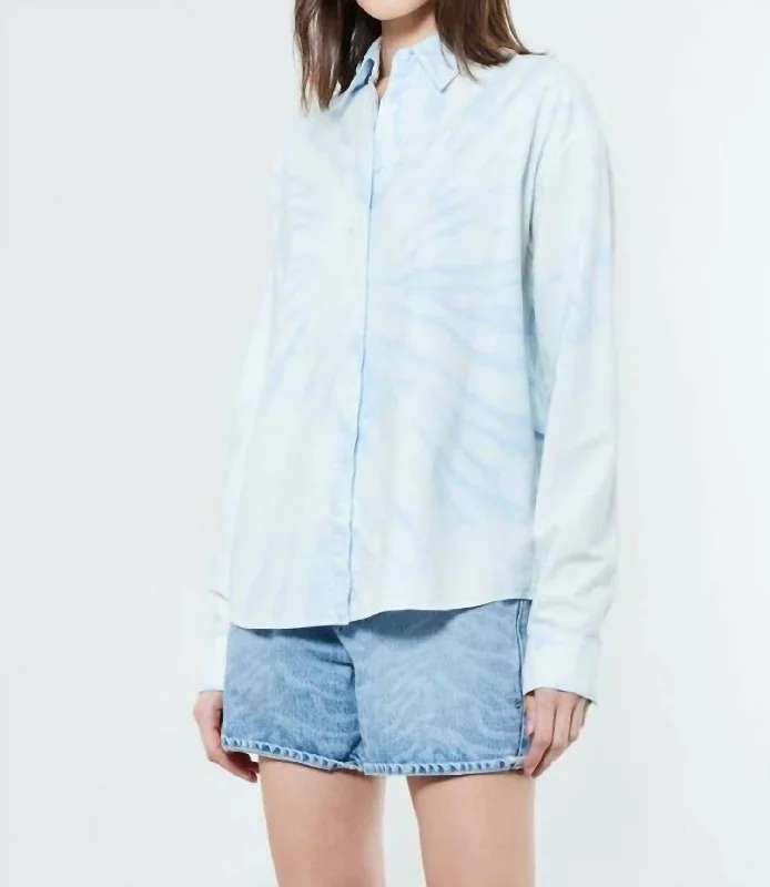 Brady Oversized Shirt In Tie Dye Blue Latest Fashion