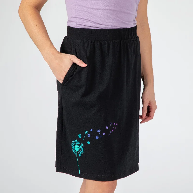 Dandelion Paw Print A-Line Skirt Flowy Fabric