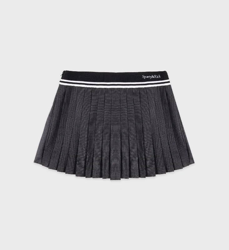 Abigail Wool Pleated Skirt - Grey Check/Off White Soft Textures