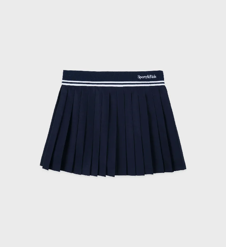 Abigail Wool Pleated Skirt - Navy/Off White Romantic Date - Night Ensemble