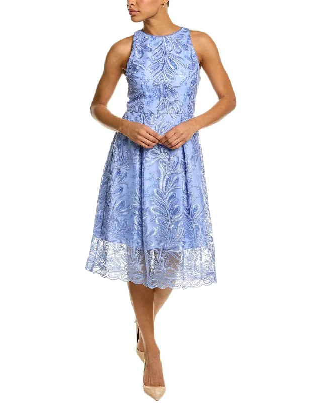 Adrianna Papell Embroidered A-Line Dress Ride The Style Wave