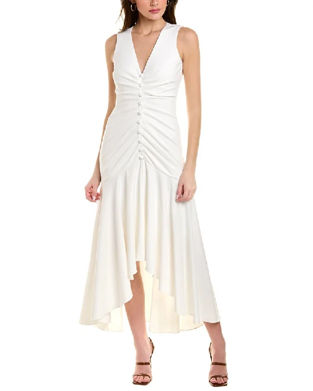 Badgley Mischka Ruched Midi Dress Elegant Simplicity Wardrobe